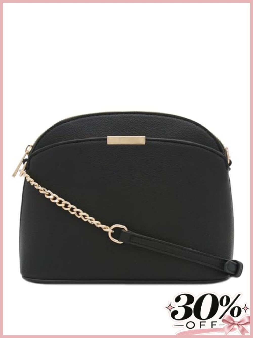 Faux Leather Small Dome Crossbody Bag with Chain Strap Adjustable